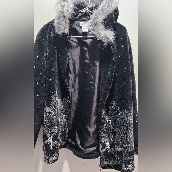 Northern Reflections Charcoal Coat with Plush Trim - Picture 3 of 4